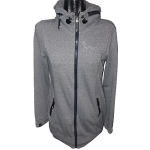 Triple Five Soul Gray Mid-length Zip Up Hoodie With Pack Away Hood S